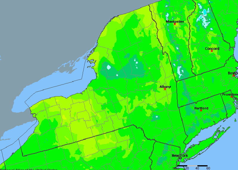 The State of New York Yearly Average Precipitation